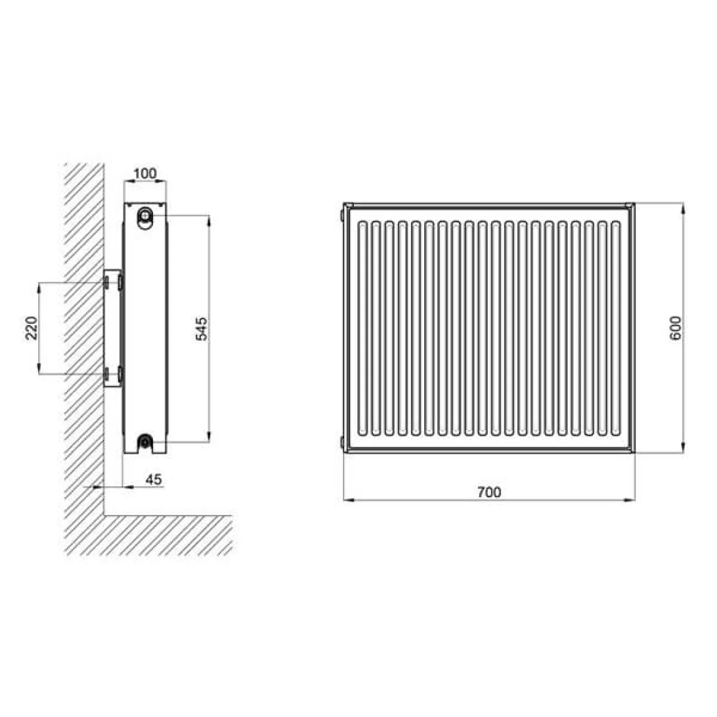 Стальной панельный радиатор Thermo Alliance 22 тип 600x700 боковое подключение - Фото 1